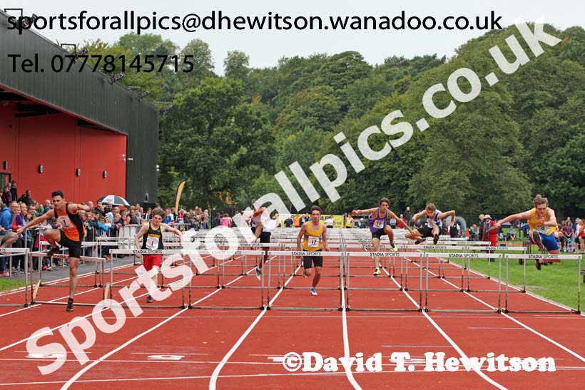 Mens and Boys hurdles at the Northern Inter-Counties under-17s and 15s at Witton Park, Blackburn. Photo: David T. Hewitson/Sports for All Pics
